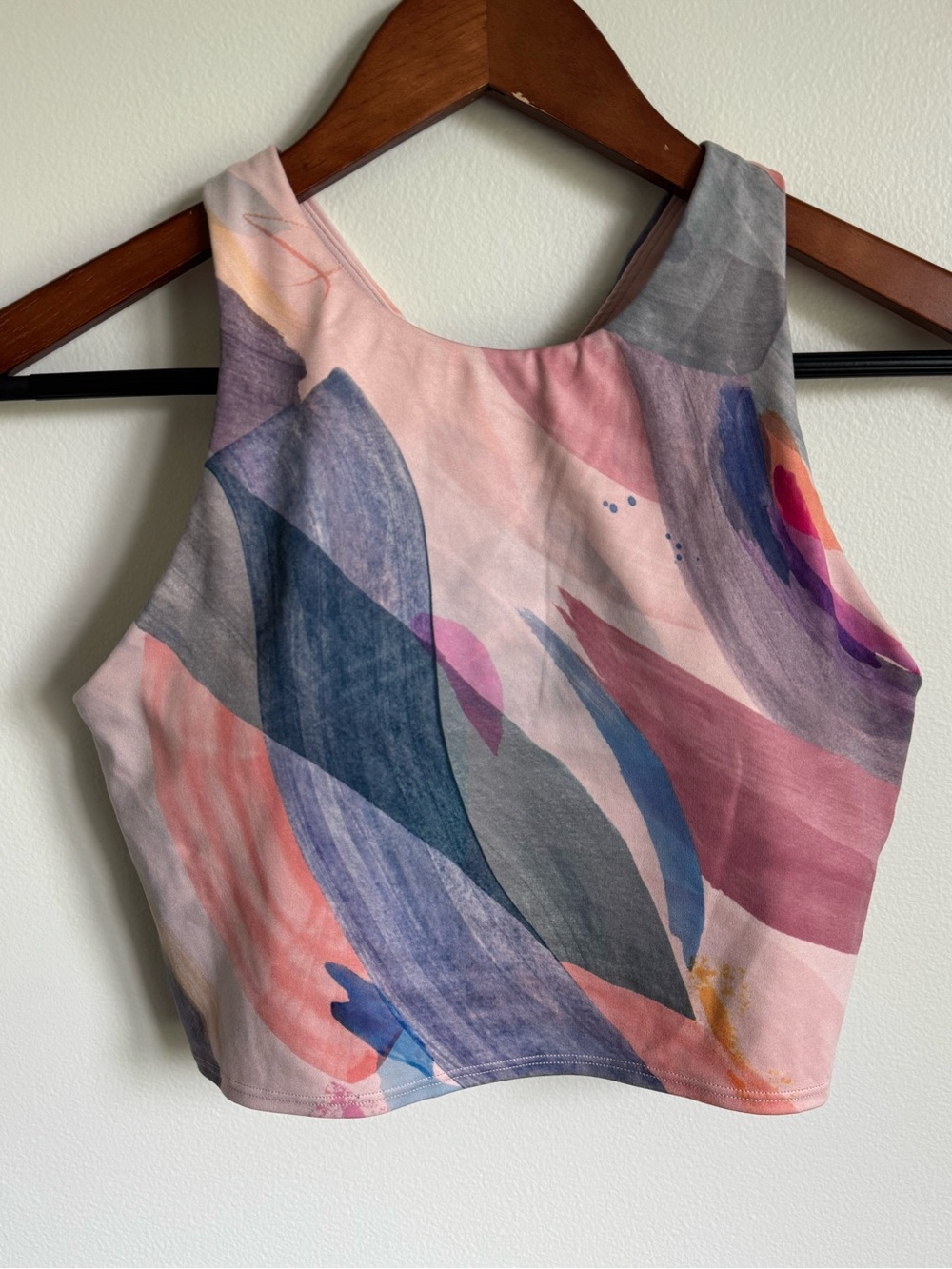 Athleta Conscious Crop A-C Bra Abstract Print Crop Top - Pink Multicolor